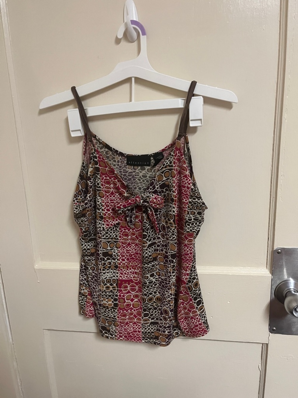 funky patterned y2k tie front tank top
